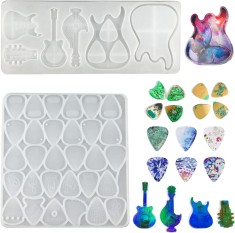 CYTOOL matri?a din ra?ina pentru pick-uri de chitara, plectru triunghi pentru chitara din silicon, matri?e epoxidice in forma de chitara pentru turnar foto
