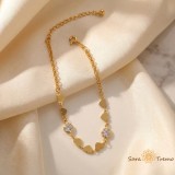 Cumpara ieftin Bratara Inimi Luminoase , Bratara dama placata cu 3 straturi de aur 18K Brazilia, cu stanta, 19 cm + prelungire 6 cm
