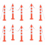 vidaXL Bornă de control trafic cu lanţ, 10 buc., 75 cm, PE