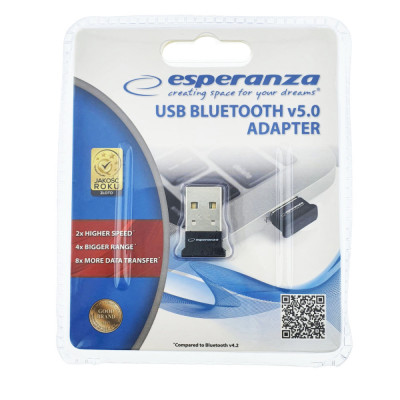 Adaptor Bluetooth Dongle v.5.0, nano USB, Esperanza 94686, negru foto
