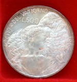 (A748) MONEDA DIN ARGINT VATICAN - 500 LIRE 1966, KM 91, STARE AUNC, PASTOR CU OI PE UMENI, Europa