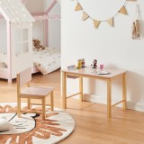 Set masa cu scaun copii design cu compartiment depozitare Skj&aring;k natur roz [en.casa] HausGarden Leisure