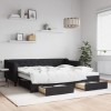 VidaXL Pat de zi cu extensie și sertare, negru, 90x200 cm, textil 3197464