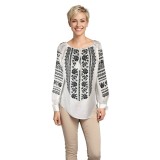 Bluza dama O25 alb crystal/negru , marimea L