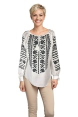 Bluza dama O25 alb crystal/negru , marimea 2XL