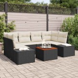 VidaXL Set Canapea Grădină 7 pcs Negru, alb 55 x 55 x 37 cm