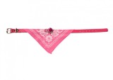 Zgarda caini si pisici cu bandana, esarfa, 39 x 1.5 cm, clopotel, roz