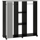 HOMCOM Dulap cu 5 Rafturi și 6 Roți, PAL, 120x40x128 cm, Gri și Negru | Aosom Romania