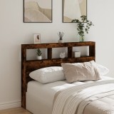 vidaXL Tăblie de pat cu dulap și LED, stejar fumuriu, 140x17x102 cm 839200