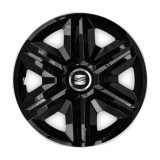Set 4 capace roti hubcaps fast black R15 Compatibil Cu Seat, Autohelix MSA