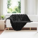 vidaXL Pătură din Blană sintetică de Iepure Negru 130 x 150 cm 42021833