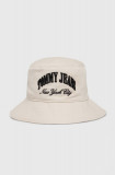 Tommy Jeans pălărie din bumbac culoarea bej, bumbac, AW0AW15960