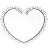 Bol de sticla elegant in forma de inima Pufo Heart pentru servire alune, fistic, bomboane, gustari, 22 cm