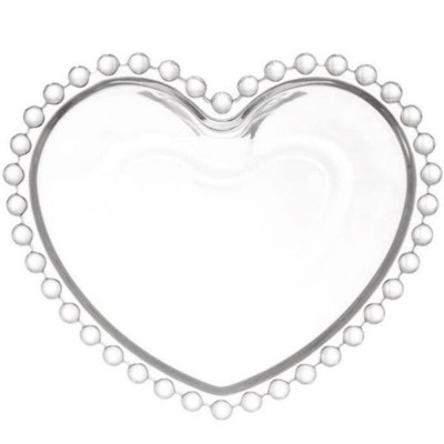 Bol de sticla elegant in forma de inima Pufo Heart pentru servire alune, fistic, bomboane, gustari, 22 cm foto