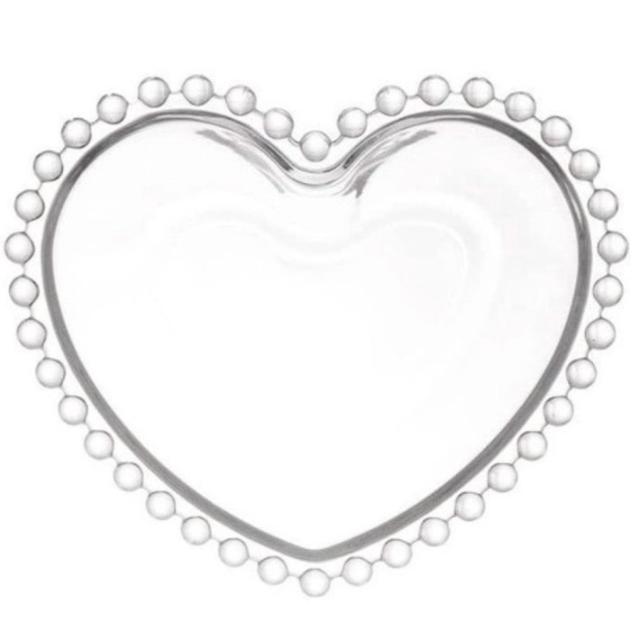 Bol de sticla elegant in forma de inima Pufo Heart pentru servire alune, fistic, bomboane, gustari, 22 cm