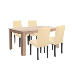 Set de masă Leon 4+1 stejar Sonoma-bej