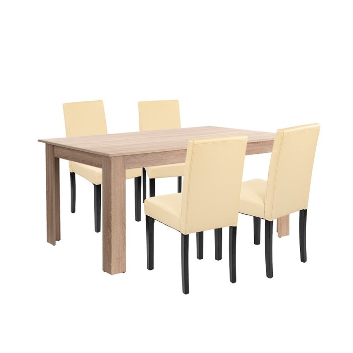 Set de masă Leon 4+1 stejar Sonoma-bej
