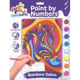 Set Pictura "Paint by Number" Art Fantastic, Zebra Curcubeu, Include Vopsele si Pensule, Tablita Pictura