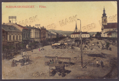 2368 - SIGHET, Maramures, Market, Romania - old postcard - used - 1908 foto