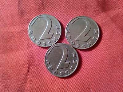 3 Monede 2 grosi Austria 1925 , 1926 si 1936 , cupru , cal. f. buna foto