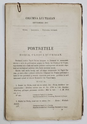 COLUMNA LUI TRAIAN , REVISTA MENSUALA PENTRU ISTORIA , LINGUISTICA SI PSICOLOGIA POPORANA , SUB DIRECTIUNEA D - LUI B.P. HASDEU , SEPTEMBRE , 1877 foto