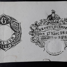 TIMBRE FISCALE VECHI 1841- STAMPILE FISCALE - 6 KREUZER - AUSTRIA