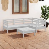 Gossi set mobilier de gradina, 5 piese, alb, lemn masiv de pin