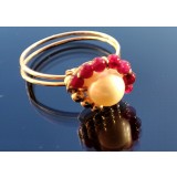 B178. Inel cu flori de granate roz, 5.5 cm pe deget