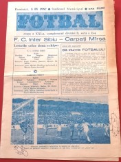 Program meci fotbal FC INTER SIBIU - CARPATI MIRSA (05.04.1987)