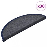 Covorașe scară 30 buc gri &icirc;nchis și albastru 56x17x3 cm