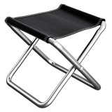 Cumpara ieftin Scaun pliabil negru, 25 x 20 x 25 cm, cadru din otel argintiu, sezut textil, compact si portabil pentru camping, pescuit, drumetii si gradina