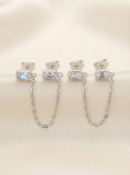 Cumpara ieftin Cercei din Argint 925 cu Lant si Zirconiu Emerald Cut