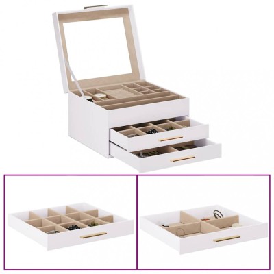 vidaXL Cutie de bijuterii 3 straturi alb 23x20,5x14 cm 4103557 foto