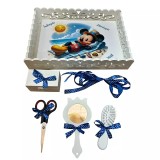 Cumpara ieftin Tavita pentru Mot cu 6 Piese - Mickey la Plaja - TPM62 Alb cu Albastru