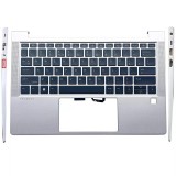 Carcasa superioara cu tastatura palmrest Laptop, HP, ProBook 430 G8, 435 G8, M24295-001, GDI4BX8PTATP00, FTCN93HD3ZR, iluminata, argintie, layout US