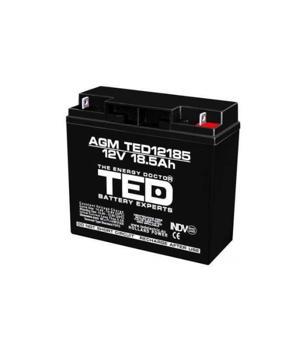 Acumulator TED 12V 18.5Ah AGM plumb acid terminal T3 181mm x 76mm x