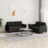VidaXL Set canapea 2 piese, negru, catifea 3201979