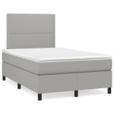 VidaXL Pat box spring cu saltea, gri deschis, 120x190 cm, textil