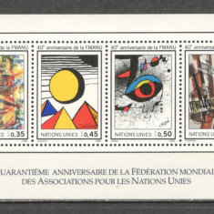 O.N.U.Geneva.1986 40 ani Federatia Mondiala a Asociatiilor ONU-Pictura-Bl.SN.564