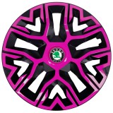 Cumpara ieftin Set 4 Capace Roti 15 inchi Best Roz-Negru, Compatibile Cu Skoda