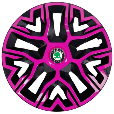 Set 4 Capace Roti 14 inchi (R14) Best Roz-Negru, Compatibile Cu Skoda foto