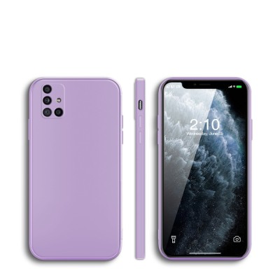 Husa din silicon compatibila cu Samsung Galaxy A71 cu protectie la camera,silk touch, interior din catifea, Mov deschis foto