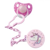 Lant Pentru Suzeta Honeybaby Unicorn, Roz, 0% BPA, 24cm