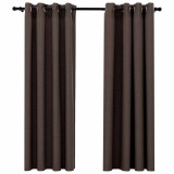 Cumpara ieftin Perdele opace aspect panza ocheti 2 buc. gri taupe 140x175 cm