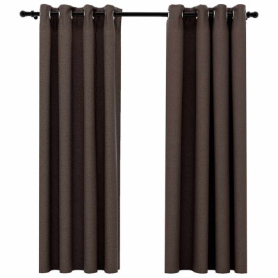 Perdele opace aspect panza ocheti 2 buc. gri taupe 140x175 cm foto