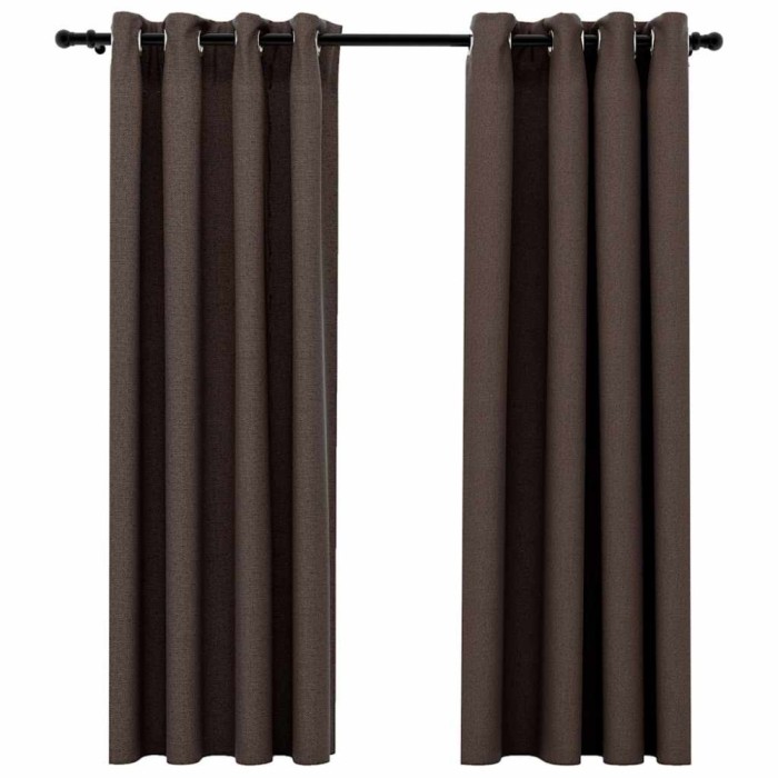 Perdele opace aspect panza ocheti 2 buc. gri taupe 140x175 cm