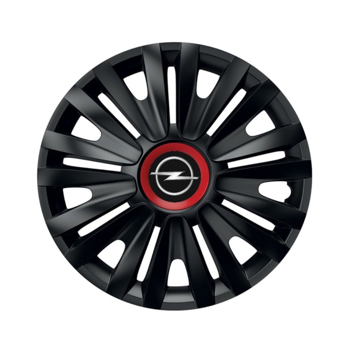 Set 4 capace roti Negre Cu Inel Rosu Royal R14 Compatibil Cu Opel