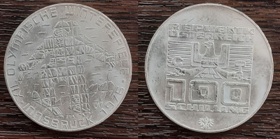 (A213) MONEDA DIN ARGINT AUSTRIA- 100 SCHILLING 1976,JOCURILE OLIMPICE INNSBRUCK foto