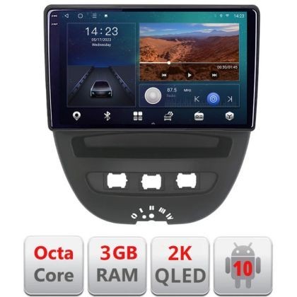 Navigatie Citroen C1 Peugeot 107 Toyota Aygo 2005-2014 Android ecran Qled 2K Octa Core 3+32 carplay android auto KIT-C1+EDT-E310v3v3-2K CarStore Techn