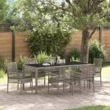 vidaXL Set de masă pentru grădină 7 pcs Gri poliratan 3334875